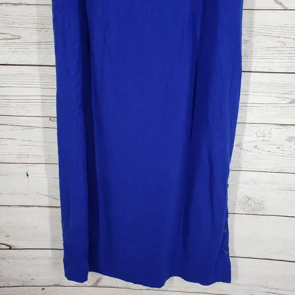 Sag Harbor Women's Blue Linen Blend Embroidered Maxi Dress Size 18W - Picture 3 of 14